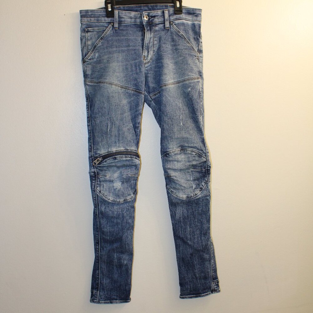G-Star‎ RAW 5620 3D Zip Knee Jeans Super Slim Distressed Denim 29x32